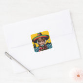 Aangepaste Foto Grappig Sombrero Fiesta Verjaardag Vierkante Sticker (Envelop)