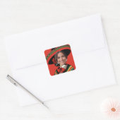Aangepaste Foto Grappig Sombrero Sarape Fiesta Par Vierkante Sticker (Envelop)