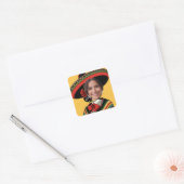 Aangepaste Foto Grappig Sombrero Sarape Fiesta Par Vierkante Sticker (Envelop)