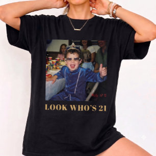 Aangepaste foto Grappige snapshot Kijk wie 21 is V T-shirt