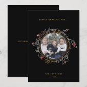 Aangepaste foto Gratitude WreatPhoto Holiday Kaart (Voorkant / Achterkant)