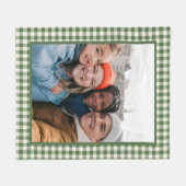Aangepaste Foto Green Gingham Plaid Rustieke boerd Fleece Deken (Voorkant (Horizontaal))