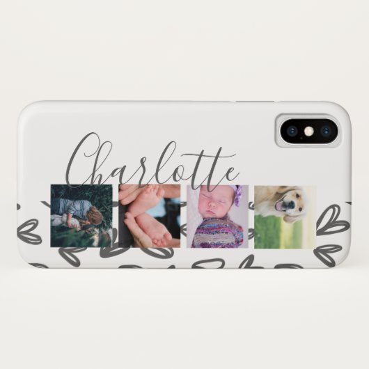 Aangepaste foto  grijze harten Case-Mate iPhone case (Achterkant (horizontaal))