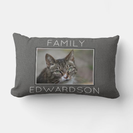 Aangepaste foto grijze inboezemnaam kussen (Voorkant)