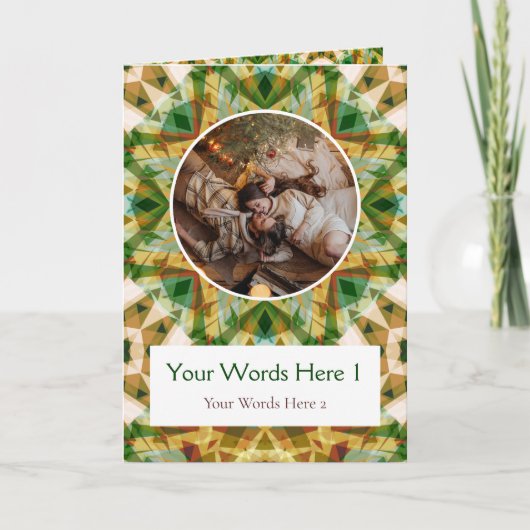 Aangepaste Foto Groen Bruin Kerstster Feestdagen Kaart (Voorkant)