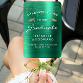 Aangepaste foto Groen Metallic Wit Goud Afstuderen Handwaaier