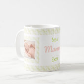 Aangepaste foto Groen Patroon Moederdag Beste Mam Koffiemok (Voorkant links)