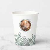 Aangepaste foto Groene bloemen Nice Weddenschap Papieren Bekers (Achterkant)