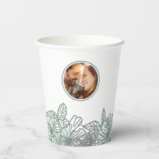 Aangepaste foto Groene bloemen Nice Weddenschap Papieren Bekers (Achterkant)