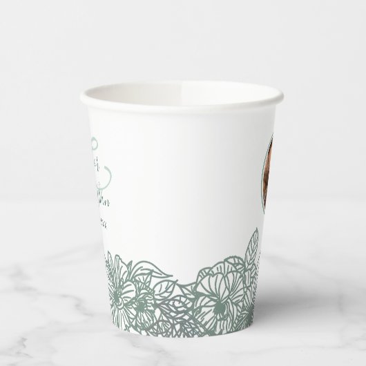 Aangepaste foto Groene bloemen Nice Weddenschap Papieren Bekers (Links)