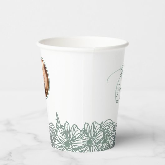 Aangepaste foto Groene bloemen Nice Weddenschap Papieren Bekers (Rechts)