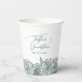 Aangepaste foto Groene bloemen Nice Weddenschap Papieren Bekers (Voorkant)