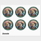 Aangepaste foto Groene Buffalo Pset Merry kerst Ronde Sticker (Vel)