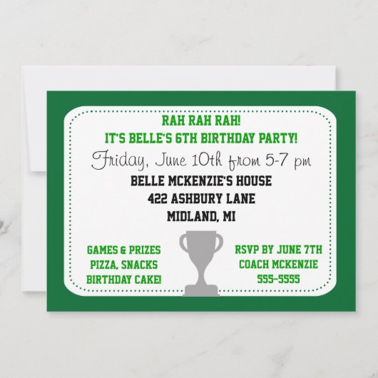 Aangepaste foto Groene Cheerleader Verjaardag Uitn Kaart (Achterkant)