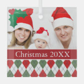 Aangepaste foto groene en rode stijl glas ornament (Voorkant)