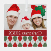 Aangepaste foto groene en rode stijl glas ornament (Achterkant)