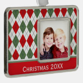 Aangepaste foto groene en rode stijl verzilverd omlijst ornament (Rechts)