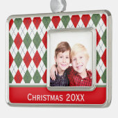 Aangepaste foto groene en rode stijl verzilverd omlijst ornament (Links)