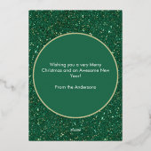 Aangepaste Foto Groene Glitter Vrolijke Kerstmis Folie Feestdagenkaart (Achterkant)