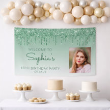 Aangepaste foto groene glittersluier 18e verjaarda