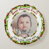 Aangepaste foto Groene Moederdag Beste mama ooit Rond Kussen (Achterkant)