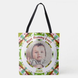 Aangepaste foto Groene Moederdag Beste mama ooit Tote Bag