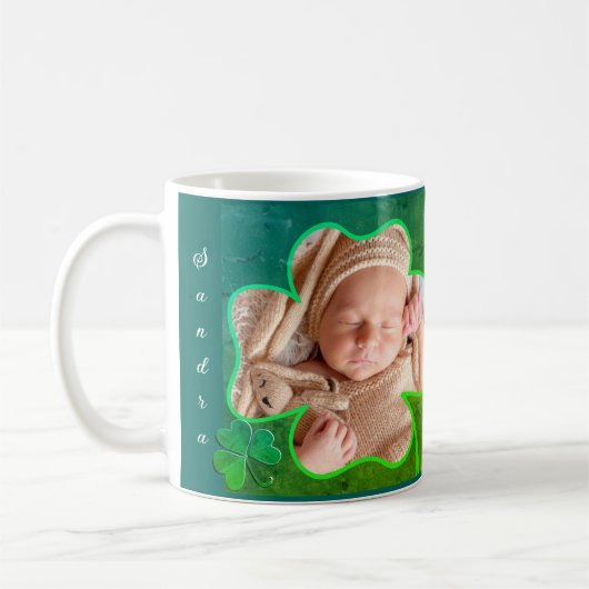 Aangepaste foto Groene St. Patrick's 4Leaf Shamroc Koffiemok (Links)