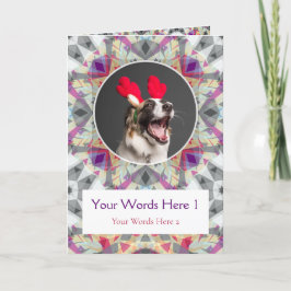 Aangepaste Foto Groet Grijs Paarse Kerstster Feestdagen Kaart