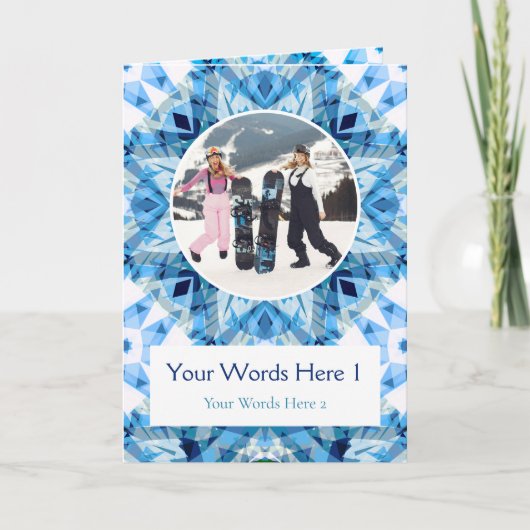 Aangepaste Foto Groeten Blue Star Christmas Kaart (Voorkant)