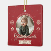 Aangepaste foto Grootouders Eerste Kerstmis Keramisch Ornament (Links)