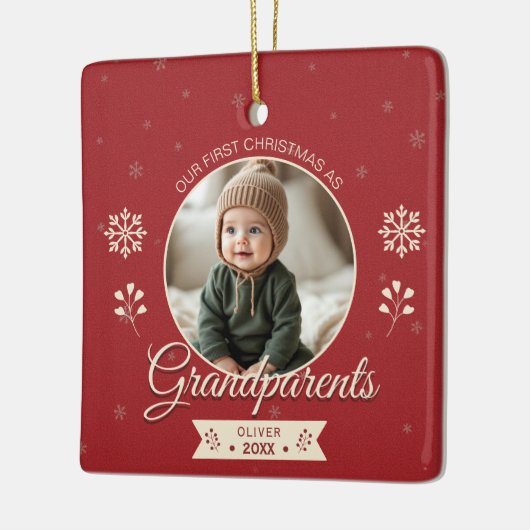 Aangepaste foto Grootouders Eerste Kerstmis Keramisch Ornament (Links)