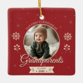 Aangepaste foto Grootouders Eerste Kerstmis Keramisch Ornament (Voorkant)