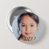 Aangepaste foto grote knop met naam ronde button 7,6 cm (Voorkant /achterkant)