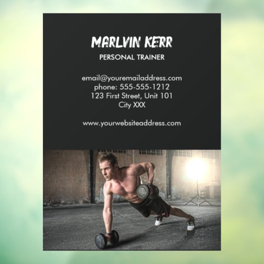 Aangepaste foto gym bedrijf grijs raamsticker (Vel 3)