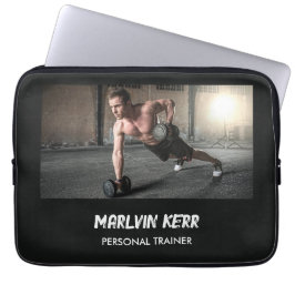 Aangepaste foto gym business grijs laptop sleeve