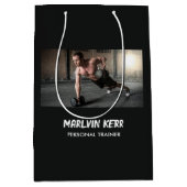 Aangepaste foto gym business grijs medium cadeauzakje (Voorkant)