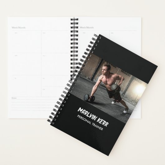 Aangepaste foto gym business grijs planner (Display)