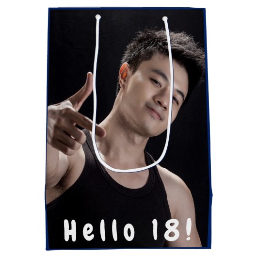 Aangepaste foto hallo 18 blauwe mannen medium cadeauzakje (Achterkant)