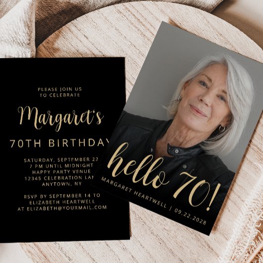 Aangepaste foto Hallo 70 Zeventigste verjaardagsfe Kaart