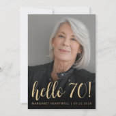 Aangepaste foto Hallo 70 Zeventigste verjaardagsfe Kaart (Voorkant)
