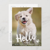 Aangepaste foto Hallo nieuwe Pet Puppy Dog Aankondigingskaart (Voorkant / Achterkant)