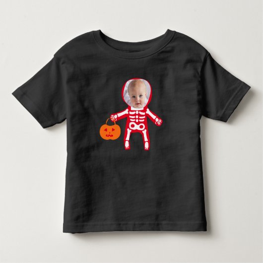 Aangepaste foto Halloween skelet trick or treat Kinder Shirts (Voorkant)