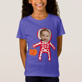 Aangepaste foto Halloween skelet trick or treat T-shirt