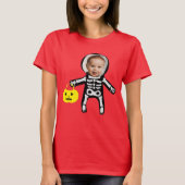 Aangepaste foto Halloween skelet trick or treat T-shirt (Voorkant)