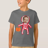 Aangepaste foto Halloween skelet trick or treat T-shirt (Voorkant)