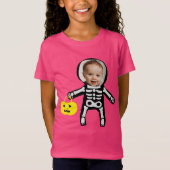 Aangepaste foto Halloween skelet trick or treat T-shirt (Voorkant)