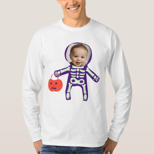Aangepaste foto Halloween trick or treat skelet T-shirt (Voorkant)