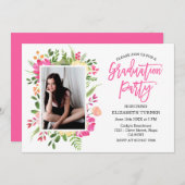 Aangepaste foto Hand Lettered Afstuderen Floral Kaart (Voorkant / Achterkant)