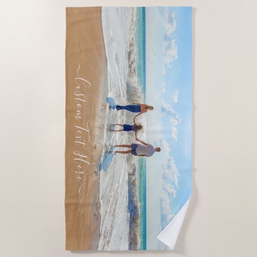 Aangepaste foto-handdoek voor foto's en tekst strandlaken (Voorkant)