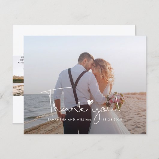 Aangepaste foto Handgeschreven bruiloft dank u kaa (Voorkant / Achterkant)